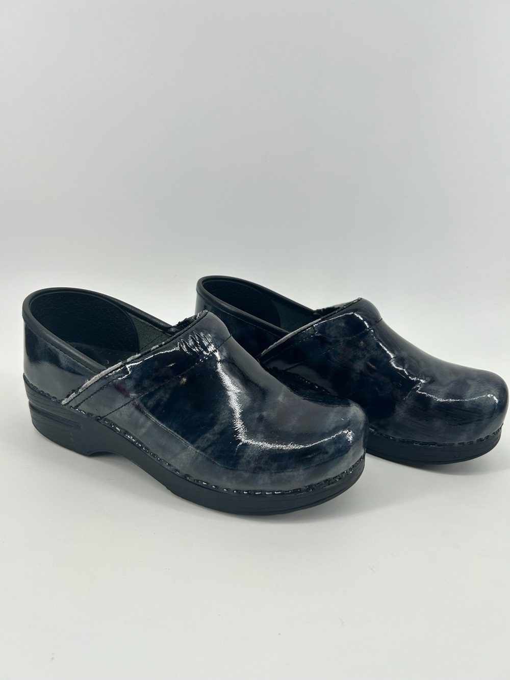 Dansko Professional Black Patent Leather Clogs Size 38